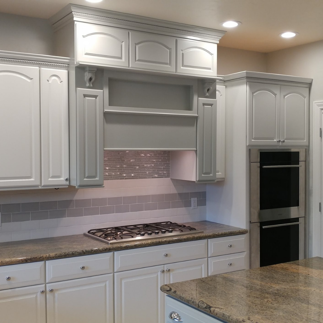 grey and white two tone kitchen cabinets paint